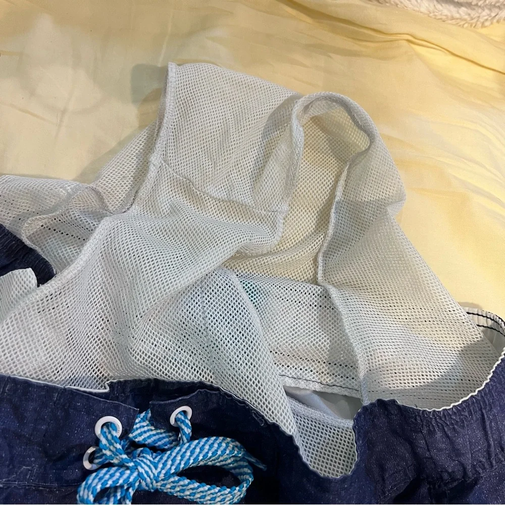 🩷 Cedarwood State Blue & White Men’s Swimsuit Bathing Suit Trunks - Small